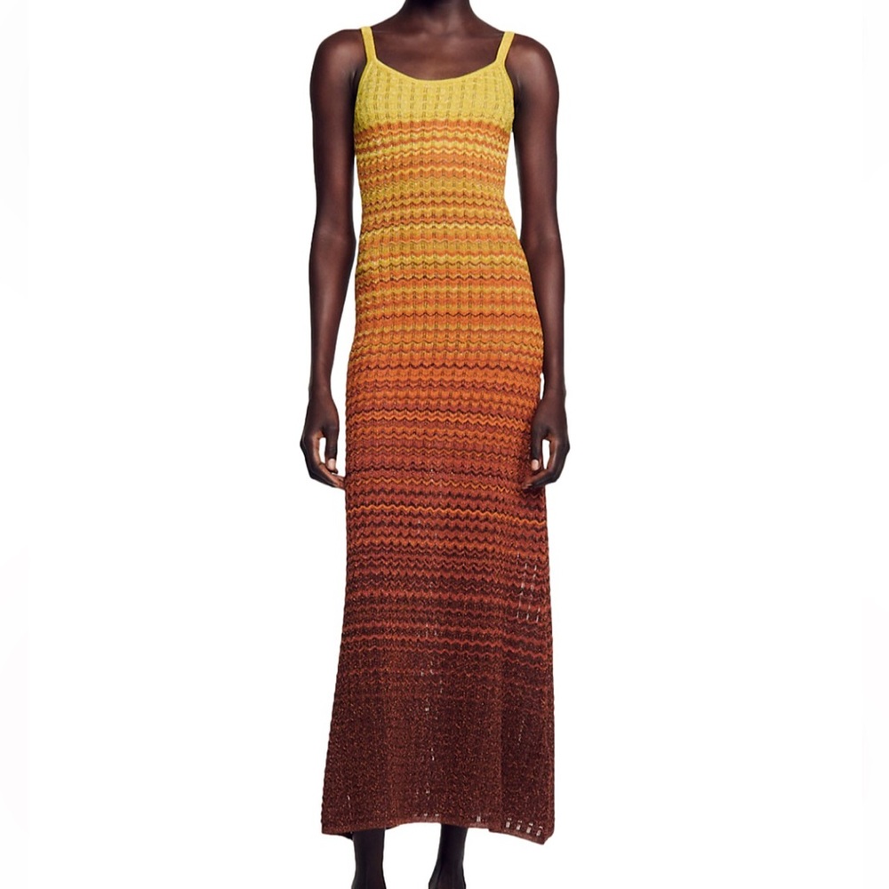 Sandro Desert Pointelle Knit Maxi Dress